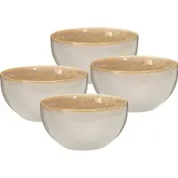 Excellent houseware Hochwertiges 4er-Set Steinzeug-Schalen 580ml in Sandfarbe