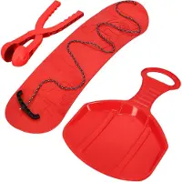 KOTARBAU Spielset Snowboard Schneeballzange Poporutscher für Kinder Spielset für den Schnee Rutschbahn Snowboard Schneeballautomat Rot