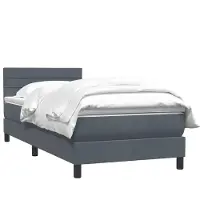 vidaXL Boxspringbett mit Matratze Dunkelgrau 80x220 cm Samt