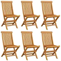vidaXL Gartenstühle mit Grauen Kissen 6 Stk. Massivholz Teak , Gartenstühle Design 2024
