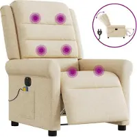 Syfax Massagesessel Elektrisch Creme Stoff
