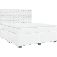 vidaXL Boxspringbett mit Matratze Weiß 180x200 cm Kunstleder
