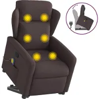 vidaXL Hochwertig Massagesessel mit Aufstehhilfe Dunkelbraun Stoff 3303149