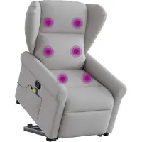 vidaXL Hochwertig Massagesessel mit Aufstehhilfe Wolkengrau Stoff 3303393