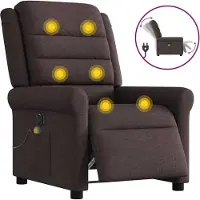 vidaXL Möbel Massagesessel Elektrisch Dunkelbraun Stoff - Fernseh- & Relaxsessel 3303309