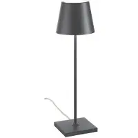 Zafferano Poldina Tischleuchte Dunkelgrau 230V mit Stecker Dimmbare LED 11x38 cm - Modernes Design aus Aluminium