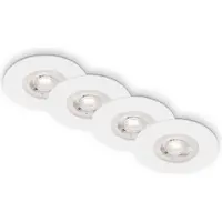 Briloner KULANA LED Einbaustrahler Bad, 4er Set, IP44 Spritzwasserschutz, Warmweißes Licht, Flaches Design, weiß, 9 x 2,5 cm