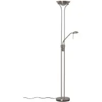 LINDBY Josefin LED Stehleuchte Nickel - , Josefin, dimmbar, Grau, für Wohnzimmer, Metall, Modern