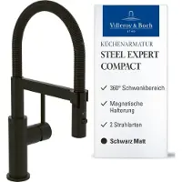 Villeroy & Boch Küchenarmatur "Küchenarmatur Steel Expert Compact 14,3 cm schwarz", schwarz, B:4,2cm H:40cm T:22cm, Edelstahl, Armaturen, Küchenarmatur