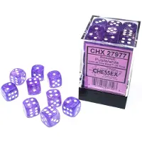 Chessex Borealis 12mm d6 Purple/white Luminary Dice Block (36 dice)