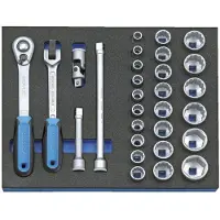 Gedore 2005 CT2-D 19 Steckschlüssel-Sortiment 1/2" in Check-Tool-Modul, 29-teilig, 2016494