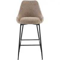 Vente-unique Barhocker 2er-Set - Bouclé-Stoff & schwarzes Metall - Taupe - TOYBA von Pascal Morabito
