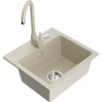 Mexen Milo 1-Becken-Granit-Spüle mit Mischbatterie Telma, Beige - 6505-69-670200-69