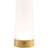 Zafferano Soffio - LED-Tischlampe IP65, 10h Akku, kabellos, Touch-Dimmer, Gold und sandgestrahltes Glas