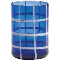 Zafferano Twiddle - Set mit 6 blauen Gläsern aus geblasenem Glas, 35 cl - handgefertigte Trinkgläser mit weißem Nachbildung, spülmaschinenfest