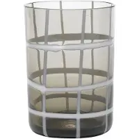 Zafferano Twiddle - Set mit 6 grauen Gläsern aus geblasenem Glas, 35 cl - handgefertigte Trinkgläser mit weißem Dekor, spülmaschinenfest