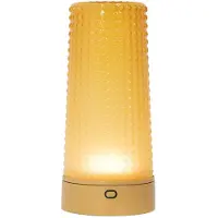 Zafferano Soffio - LED-Tischlampe IP65, 10h Akku, kabellos, Touch-Dimmer, Gold und bernsteinfarbenes Glas