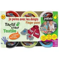 Pebeo Textilfarbe - - Tactil Color - 6 Töpfen zu 100 ml - Mehrfarbig - Schnelltrocknend