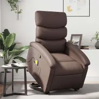 vidaXL Cloris DesignMöbel Massagesessel mit Aufstehhilfe Braun Kunstleder , Klassische Sessel 2024 Neu