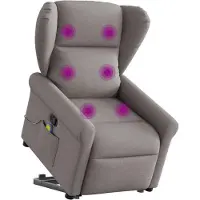 vidaXL Hochwertig Massagesessel mit Aufstehhilfe Taupe Stoff 3303391