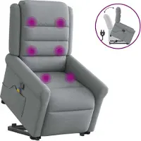 vidaXL Hochwertig Massagesessel mit Aufstehhilfe Hellgrau Stoff 3303324