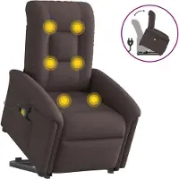 vidaXL Hochwertig Massagesessel mit Aufstehhilfe Dunkelbraun Stoff 3303269