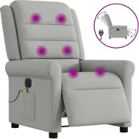 vidaXL Hochwertig Massagesessel Elektrisch Wolkengrau Stoff 3303313
