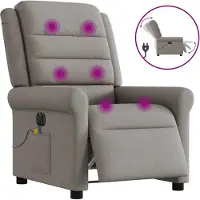 vidaXL Hochwertig Massagesessel Elektrisch Taupe Stoff 3303311