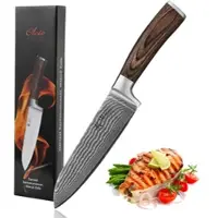 Wakoli EDIB Damast Santoku Messer I 17cm Klinge aus 67 Lagen Damaststahl I Pakkaholzgriff