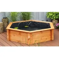 Meingartenversand.de Hochteich Orf 100 cm Lärche – Hochteich aus naturbelassenem Lärchenholz – sechseckiger Terrassenteich – Balkonteich für Terrasse und Balkon