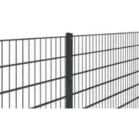 Meingartenversand.de Doppelstabmatte 8/6/8 - anthrazit (RAL 7016) - 250 x 140 cm - Stabmattenzaun aus Stahl - feuerverzinkt und pulverbeschichtet - auch mit Sichtschutz