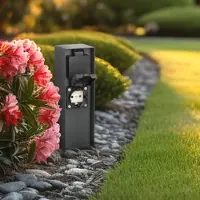 Longlife LED Gartensteckdosensäule für außen IP44 eckig 23cm - Steckdose: 2-fach - Farbe: ant...
