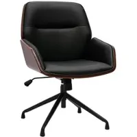 Miliboo Design-Drehstuhl MARLOW Schwarz, dunkles Holz und schwarzes Metall 360° drehbar