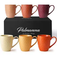 MIAMIO Kaffeebecher Palmanova Magma, 400ml, Keramik, rot / orange / beige, 6 Stück