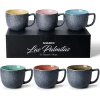 MIAMIO Kaffeebecher Las Palmitas, 470ml, Keramik, grau, 6 Stück
