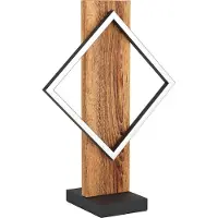 Eglo LED Tischlampe Boyal, Tischleuchte mit Holzbalken, Nachttischlampe aus einem rustikalem Holz, Nachttischleuchte, warmweiß, 42,5
