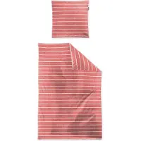 Irisette Easy Soft-Seersucker Bettwäsche 135x200 Streifen rot weiß 8548-60