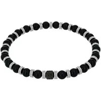 Amor Armband , edelstahlfarben, schwarz, schwarz, Armbänder, Herren, 21cm, Edelstahl, Armband, mit Achat