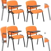 Proregal 4er Set Bürostuhl MALLORCA mit Klapptisch Stoff HxBxT 81x53x71cm Stoff Orange Schreibtischstuhl