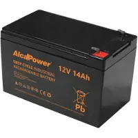 Alcapower 12V 14Ah Deep-Cycle-Batterie (AGM) - Speziell für E-Bikes, E-Scooter und Photovoltaikanlagen - Faston T2-Anschluss