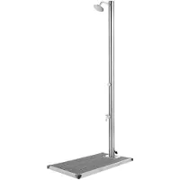 vidaXL "2024"Modernen Gartendusche mit Grauer Bodenplatte 220 cm Edelstahl Design Poolzubehör 9883592
