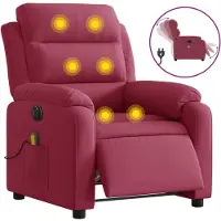 Syfax Massagesessel Elektrisch Weinrot Samt
