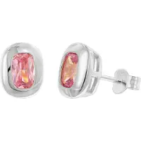 Trendor 21440-09 Damen-Ohrringe 925 Silber Ohrstecker Zirkonia Pink