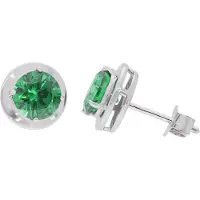Trendor 21362-11 Damen-Ohrringe 925 Silber Zirkonia-Ohrstecker Smaragdgrün