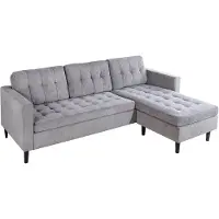 Riess Ecksofa STOCKHOLM 220cm grau Cord Cordstoff Federkern 3-Sitzer-Sofa modern