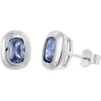 Trendor 21440-06 Damen-Ohrringe 925 Silber Ohrstecker Zirkonia Tansanitblau