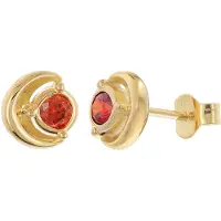 Trendor 21430-07 Damen Ohrringe 925 Silber Vergoldet Zirkonia-Stecker Rot