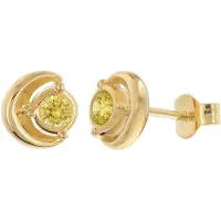 Trendor 21430-13 Damen Ohrstecker 925 Silber Vergoldet Zirkonia Peridot-Gelb