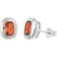 Trendor 21440-10 Damen-Ohrringe 925 Silber Ohrstecker Zirkonia Orangerot