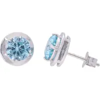 Trendor 21362-03 Damen-Ohrringe 925 Silber Zirkonia-Ohrstecker Hellblau